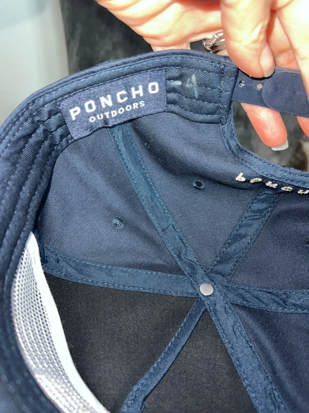Poncho Outdoors Navy Snapback Armadillo Rope Hat with Gold Accent - Picture 7 of 7